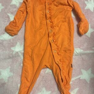 Orange Ruffled Kids Footie with snaps